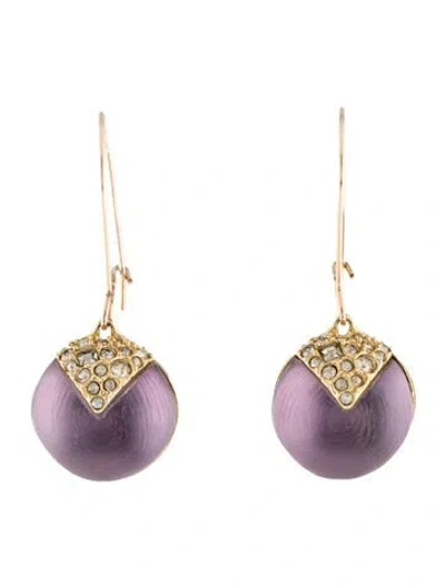 Pre-owned Alexis Bittar Crystal Encrusted Origami Inlay Drop Earrings In Purple