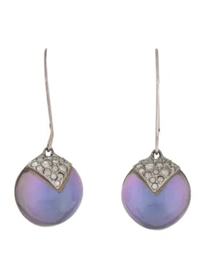 Pre-owned Alexis Bittar Crystal Encrusted Origami Inlay Drop Earrings In Purple