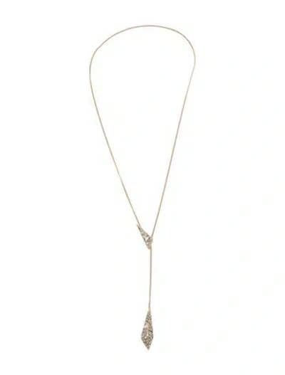 Pre-owned Alexis Bittar Crystal Encrusted Origami Lariat Necklace, 24" In Multi