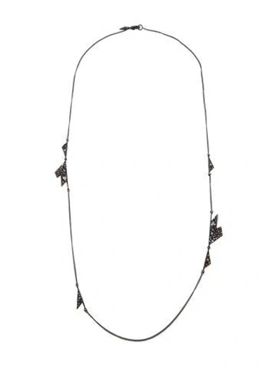 Pre-owned Alexis Bittar Crystal Encrusted Origami Station Necklace, 30" In Transparent