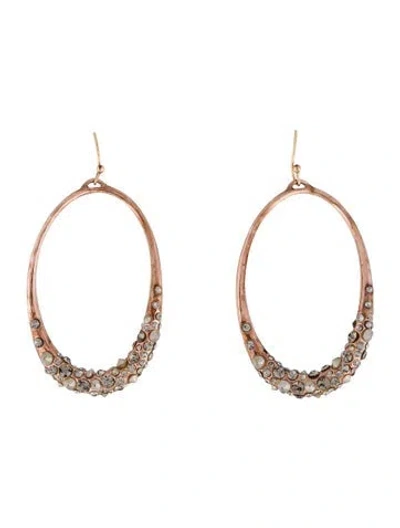Pre-owned Alexis Bittar Crystal Encrusted Oval Hoop Earrings In Grey