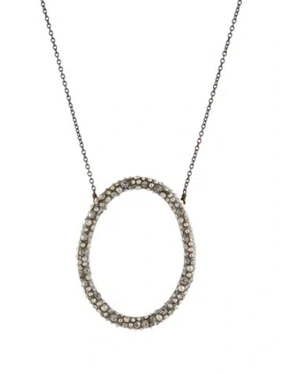 Pre-owned Alexis Bittar Crystal Encrusted Oval Pendant Necklace, 18" In Transparent