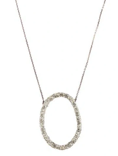 Pre-owned Alexis Bittar Crystal Encrusted Oval Pendant Necklace, 19" In Multicolor