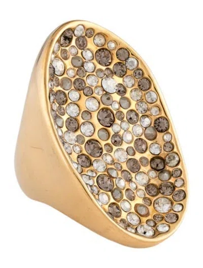 Pre-owned Alexis Bittar Crystal Encrusted Pool Cocktail Ring In Multi