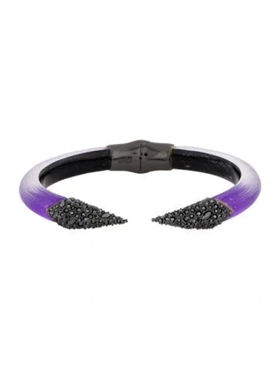Pre-owned Alexis Bittar Crystal Encrusted Pyramid Brake Hinged Bracelet, 6.75"