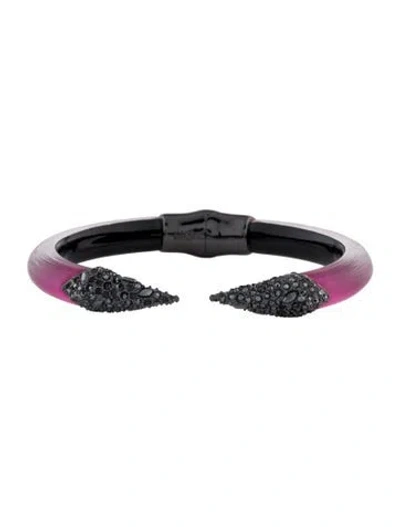 Pre-owned Alexis Bittar Crystal Encrusted Pyramid Brake Hinged Bracelet In Multi