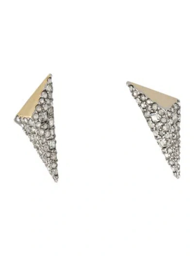 Pre-owned Alexis Bittar Crystal Encrusted Pyramid Stud Earrings In Clear