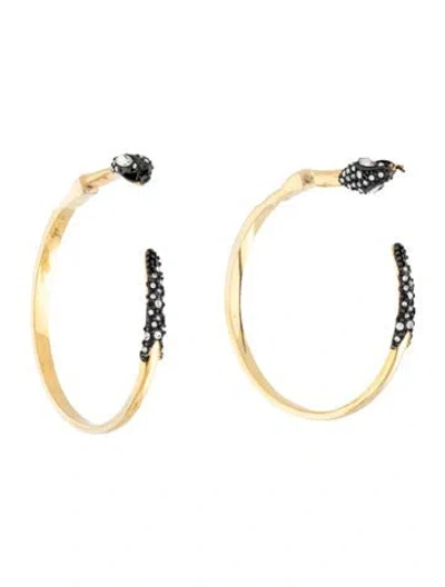 Pre-owned Alexis Bittar Crystal Encrusted Snake Hoop Earrings In Multicolor