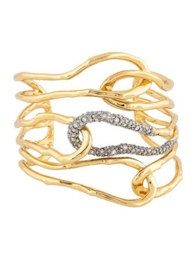 Pre-owned Alexis Bittar Crystal Encrusted Solanales Large Twisted Cuff Bracelet, 7.75" In Multicolor
