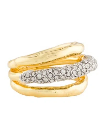 Pre-owned Alexis Bittar Crystal Encrusted Solanales Orbiting Ring In Transparent