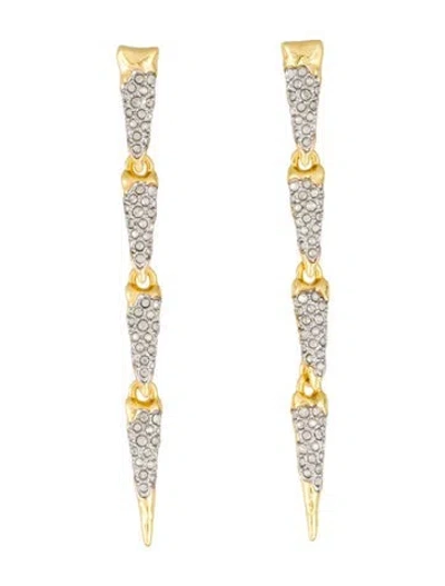 Pre-owned Alexis Bittar Crystal Encrusted Solanales Spear Linear Drop Earrings In Transparent