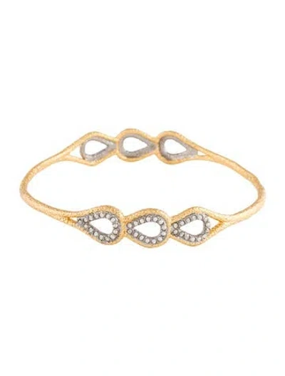 Pre-owned Alexis Bittar Crystal Encrusted Station Bangle Bracelet, 7.75" In Multi