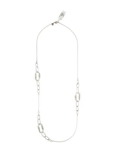 Pre-owned Alexis Bittar Crystal Encrusted Station Necklace, 34.75" In Clear/grey