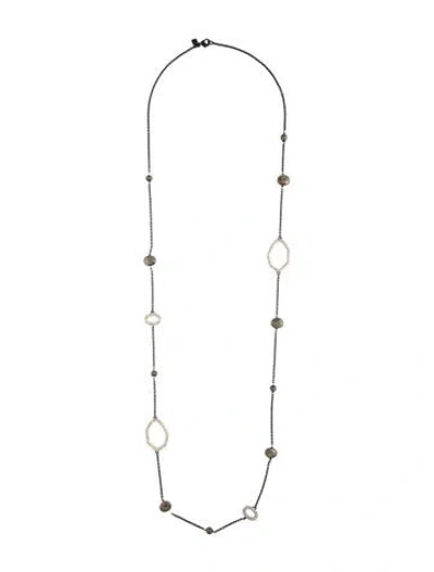 Pre-owned Alexis Bittar Crystal Encrusted Two-tone Station Necklace, 42" In Multicolor