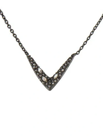 Pre-owned Alexis Bittar Crystal Encrusted V Pendant Necklace, 19" In Multi