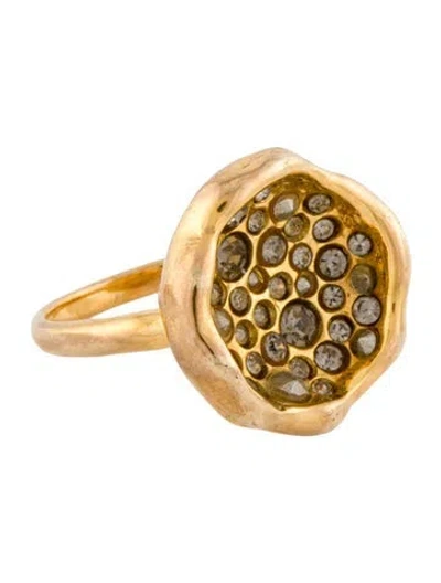 Pre-owned Alexis Bittar Crystal Encrusted Wavy Cocktail Ring In Multi
