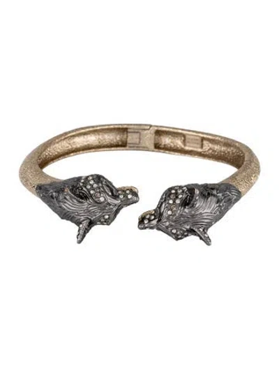 Pre-owned Alexis Bittar Crystal Fox Hinged Cuff Bracelet, 7" In Multicolor