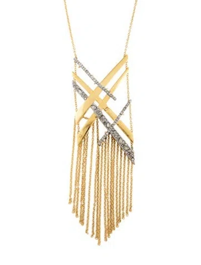 Pre-owned Alexis Bittar Crystal Fringe Pendant Necklace, 29.25" In Multicolor