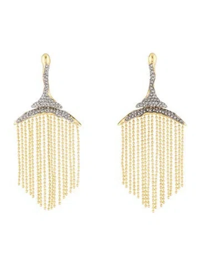 Pre-owned Alexis Bittar Crystal Fringe Tassel Earrings In Multicolor