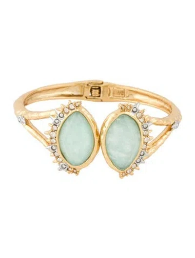 Pre-owned Alexis Bittar Crystal Gilded Muse D'or Open Cuff Bracelet, 6.75" In Multi
