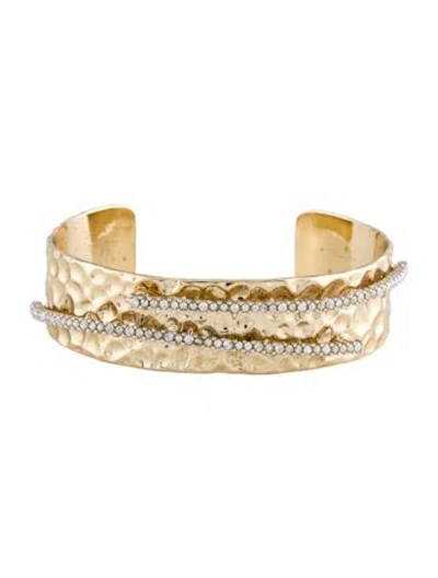 Pre-owned Alexis Bittar Crystal Hammered Cuff Bangle, 6.5" In Multi