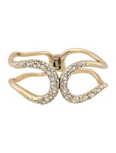 Pre-owned Alexis Bittar Crystal Hinge Bangle Bracelet, 6.75" In Transparent
