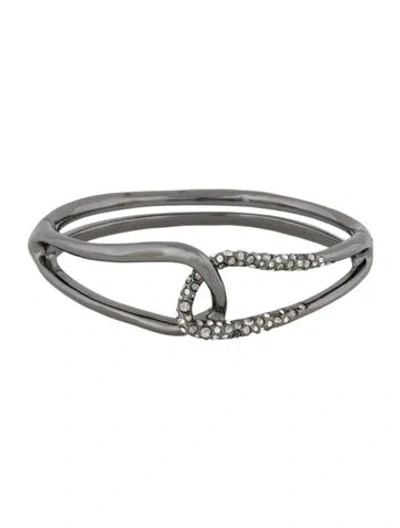 Pre-owned Alexis Bittar Crystal Hinge Bangle Bracelet, 7" In Transparent