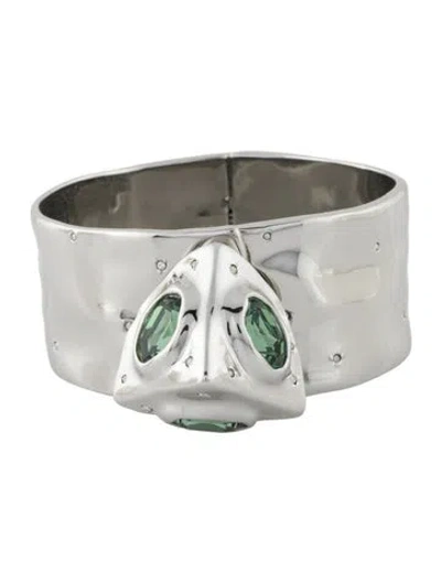 Pre-owned Alexis Bittar Crystal Hinge Cuff Bracelet, 7" In Green