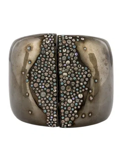 Pre-owned Alexis Bittar Crystal Hinge Cuff Bracelet, 7" In Multi