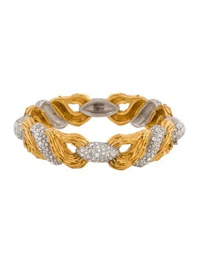 Pre-owned Alexis Bittar Crystal Hinged Bangle Bracelet, 7.25" In Multi