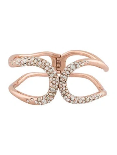 Pre-owned Alexis Bittar Crystal Hinged Bracelet, 6.5" In Transparent
