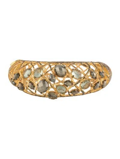 Pre-owned Alexis Bittar Crystal Hinged Cuff Bangle Bracelet, 6.25" In Multicolor
