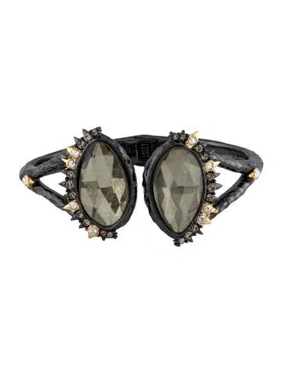 Pre-owned Alexis Bittar Crystal Hinged Cuff Bracelet, 6.75" In Multi