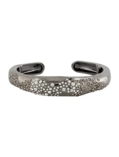 Pre-owned Alexis Bittar Crystal Hinged Cuff Bracelet, 6.75" In Transparent
