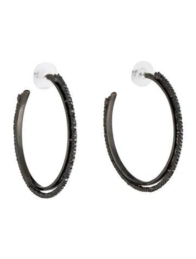 Pre-owned Alexis Bittar Crystal Hoop Earrings In Black
