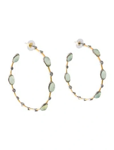 Pre-owned Alexis Bittar Crystal Hoop Earrings In Green