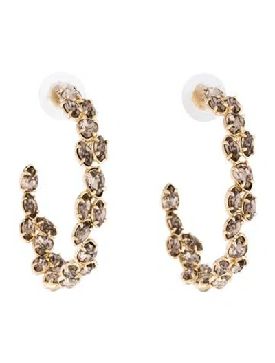 Pre-owned Alexis Bittar Crystal Hoop Earrings In Grey