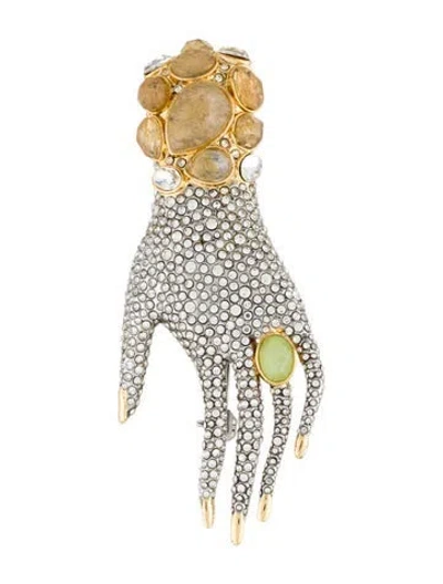 Pre-owned Alexis Bittar Crystal Jardin Mystere Hand Brooch In Multi