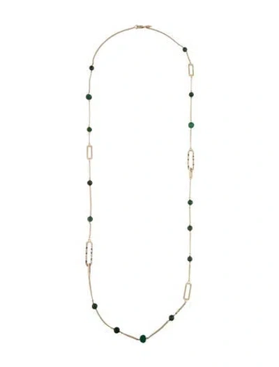 Pre-owned Alexis Bittar Crystal, Jasper & Dyed Quartz Station Necklace, 36.5" In Green