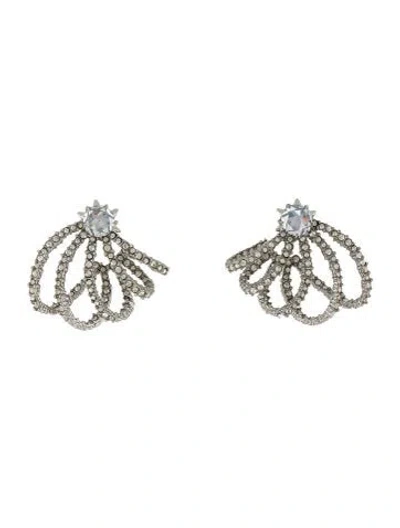Pre-owned Alexis Bittar Crystal Lace Orbiting Drop Earrings In Clear