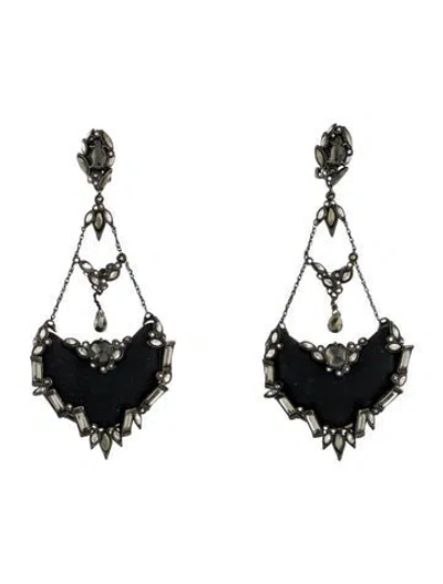 Pre-owned Alexis Bittar Crystal, Lucite & Stone Clip-on Earrings In Black