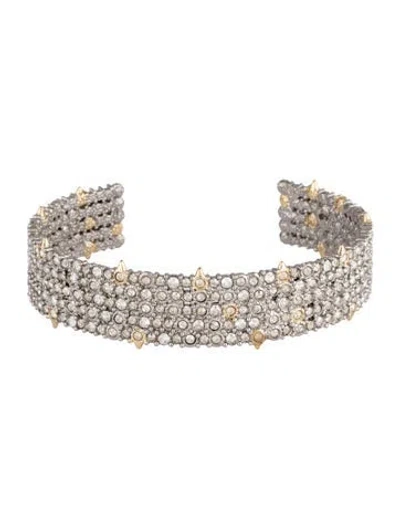 Pre-owned Alexis Bittar Crystal Mini Spike Cuff Bracelet, 6.75" In Multi
