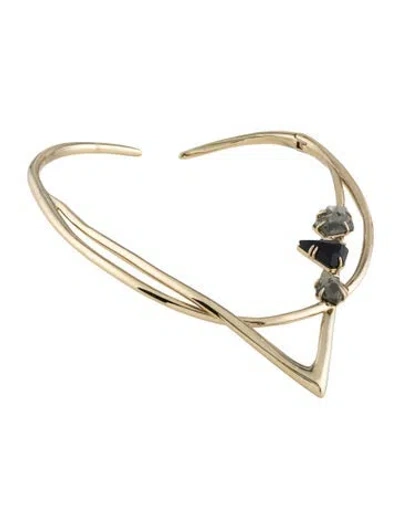 Pre-owned Alexis Bittar Crystal Miss Havisham Geometric Hinge Collar Necklace, 16" In Multi