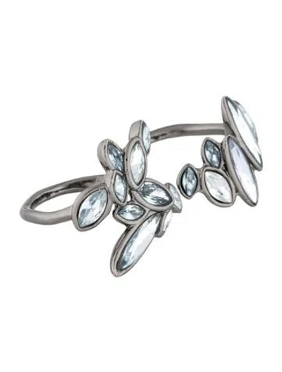 Pre-owned Alexis Bittar Crystal Miss Havisham Liquid Double-finger Ring In Blue