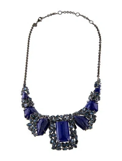 Pre-owned Alexis Bittar "crystal Miss Havisham 'pavo' Bib Necklace, 19.5" In Multi