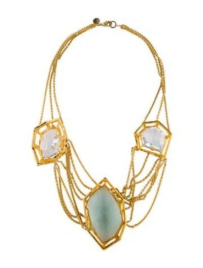 Pre-owned Alexis Bittar Crystal Multi Strand Collar Necklace, 17" In Blue/green