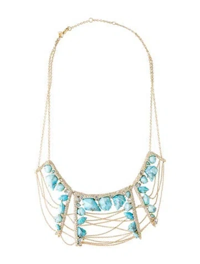 Pre-owned Alexis Bittar Crystal Multi Strand Collar Necklace, 19" In Blue
