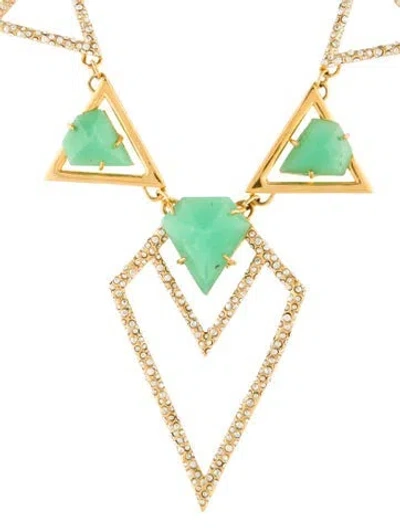 Pre-owned Alexis Bittar Crystal New Wave Shield Necklace, 19" In Multi