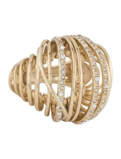 Pre-owned Alexis Bittar Crystal Orbital Spiral Cocktail Ring In Multicolor