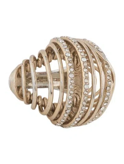 Pre-owned Alexis Bittar Crystal Orbital Spiral Cocktail Ring In Multicolor